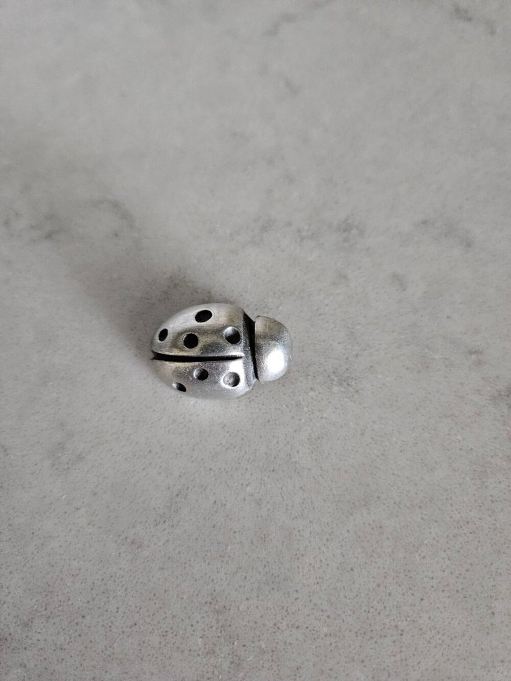 VINTAGE PEWTER LADYBUG BROOCH / PIN FOR GOOD LUCK